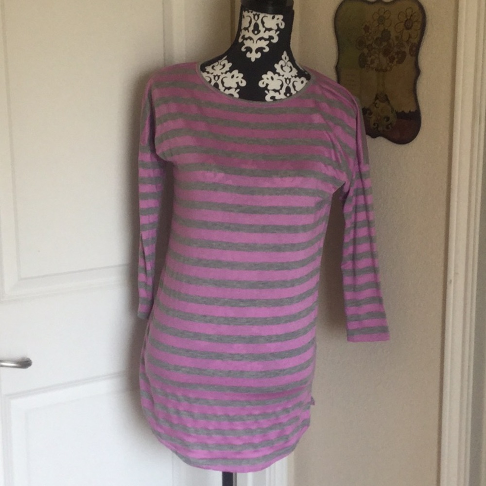 GRAY LILAC STRIPE CALIFORNIA TUNIC